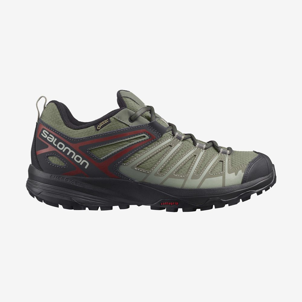 Salomon Singapore Mens Hiking Shoes - X CREST GORE-TEX Olive Green | 09487-DVSJ